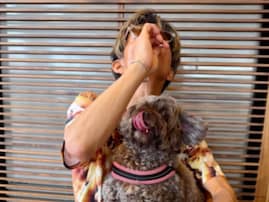 木村拓哉、愛犬が舌を出すプライベートショット公開！ 　「途中で食べたソフトクリームも最高」