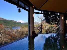 【神奈川県の人気日帰り温泉】「絶景日帰り温泉 龍宮殿本館」は芦ノ湖と富士山を望む登録有形文化財の施設。良質な「蛸川温泉」で旅の疲れを癒せる