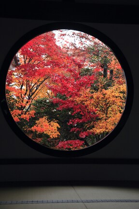 7.【源光庵】｢悟りの窓｣越しに眺める紅葉の美