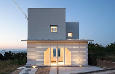 Timber Slats Catch the Light on Awaji Island