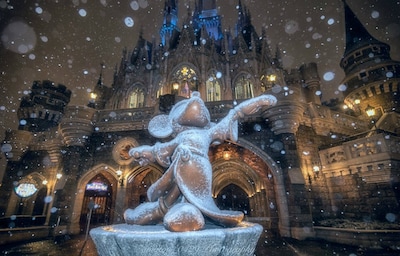 Snow-Capped Landmarks Glisten in White Powder