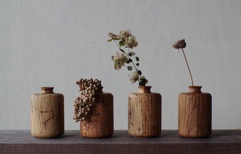 Flower Vases Made From Repurposed Wormy Wood