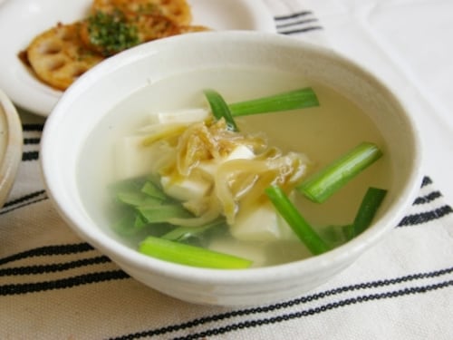ザーサイが 即席 ニラと豆腐のスープ 簡単一汁三菜レシピ All About