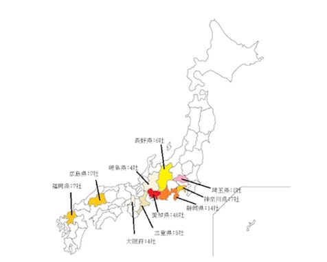 「自動車部品メーカーが多い都道府県」ランキング！ 2位「静岡県」に3倍以上の差をつけた1位は？