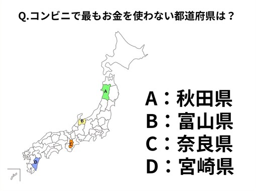 コンビニで最もお金を使わない都道府県民、3位「兵庫県」2位「和歌山県」では1位は？