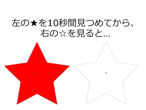 赤い星を10秒見つめてから白い星を見ると……「残像」は何色になる？【色彩感覚クイズ】