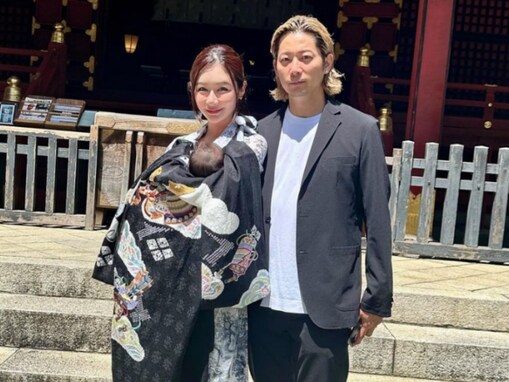 元EXILE・黒木啓司の妻・宮崎麗果、家族でお宮参りショット公開！ 「はなちゃんすっかりお姉ちゃんになってますね」