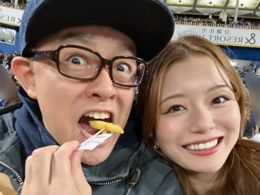 「お似合いです」井戸田潤の19歳年下妻・蜂谷晏海、夫婦での野球観戦ショットを公開！ 「バリ可愛い」