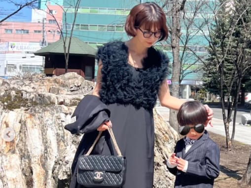 安田美沙子、結婚式参列の正装ショット公開！ かわいい息子の姿も「ブラックでかっこよくきまっていますね」