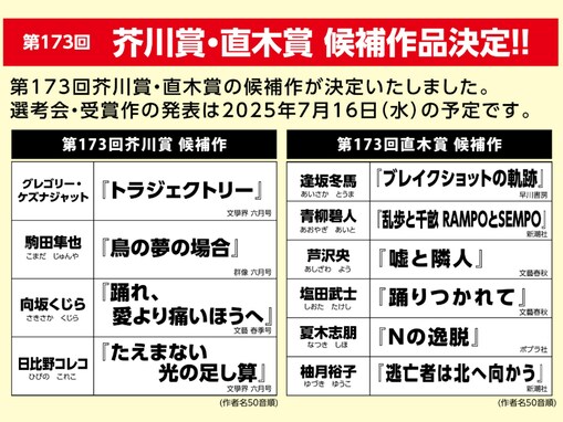 「正直に言います」芥川賞・直木賞の27年半ぶり“該当作なし”に書店公式Xが心境吐露。「大打撃ですよ」
