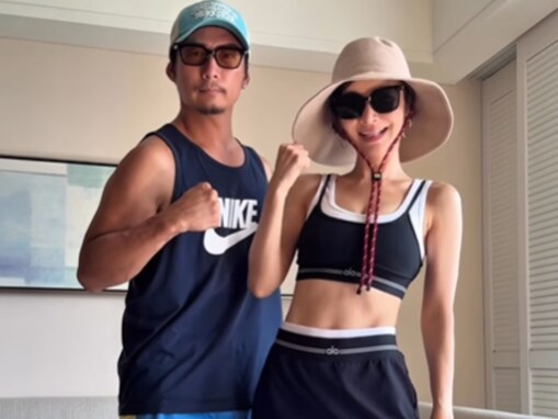 「かわいいのに腹筋すごい」黒木啓司の妻・宮崎麗果、超絶スタイル披露！ 「どんどん脚細くなってて」