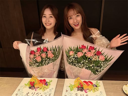 「美女2人が幼馴染ってどんな奇跡!!」谷まりあ、人気アナとの美女ツーショットを披露！「姉妹みたい」