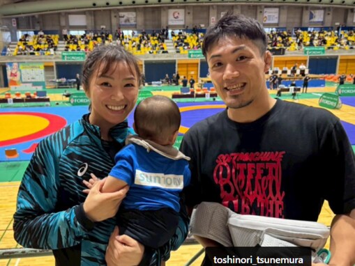 レスリング金・川井友香子、“妊娠・出産からの復帰戦”を報告！ 夫＆息子との仲良しスリーショット公開