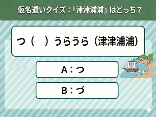 【仮名遣いクイズ】「津津浦浦」は「つ」と「づ」、正しくはどっち？ 「つつうらうら」「つづうらうら」？