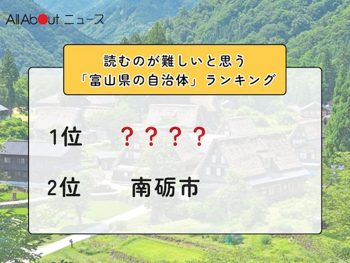 読むのが難しいと思う「富山県の自治体」ランキング！ 2位「南砺市」を抑えた1位は？【2026年調査】