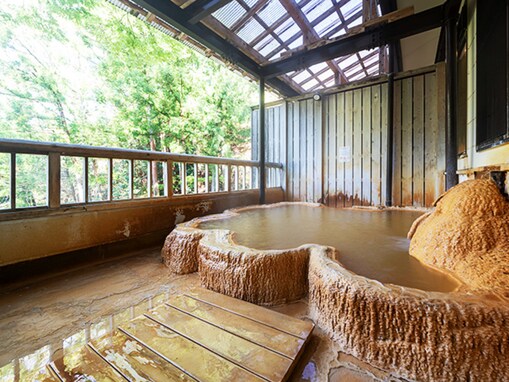 【奈良県の人気日帰り温泉】「入之波温泉 山鳩湯」は大自然の絶景と100％源泉かけ流しが自慢の施設。ケヤキの丸太風呂で濃厚な湯を堪能