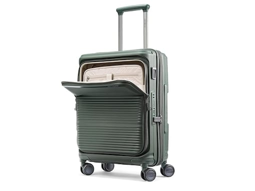 フロントオープンで荷物の出し入れもスムーズ。サムソナイトのスーツケースは移動や出張を快適にする頼もしい1台