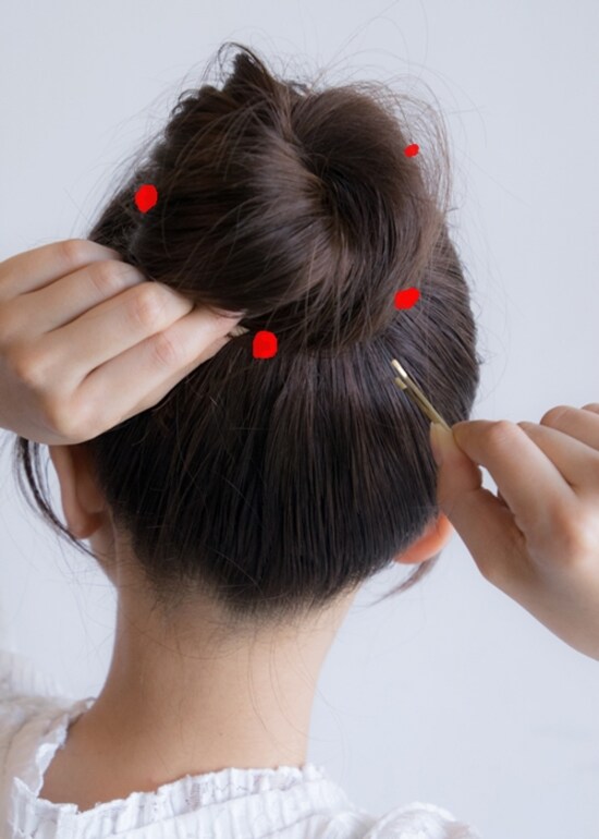 赤点の4箇所を留めると崩れにくい