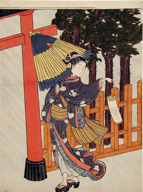 重要美術品　雨夜の宮詣　鈴木春信筆　江戸時代・18世紀　東京国立博物館蔵