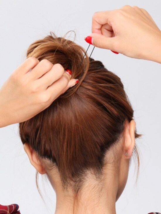 地肌までピンがあたるように