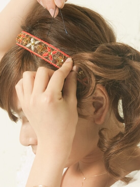 Uピンでふんわり留める