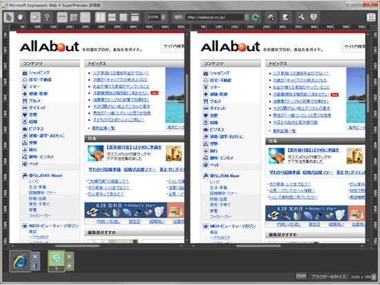 IE6とIE9での表示を比較