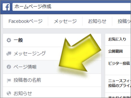 左端メニューから「ページ情報」をクリック