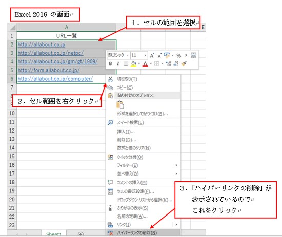 Excel2016での操作画面