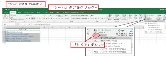 Excel2016での操作画面