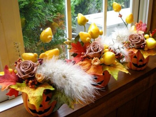 ハロウィン用のフラワーアレンジメント