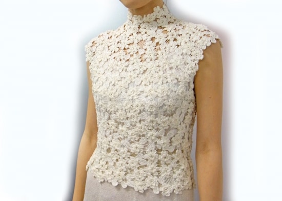 ニットコレクション 小花モチーフのパーティドレス 編み物 all about