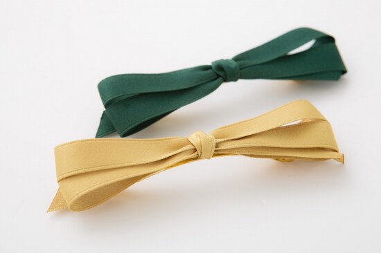 緑と黄色のリボンバレッタ