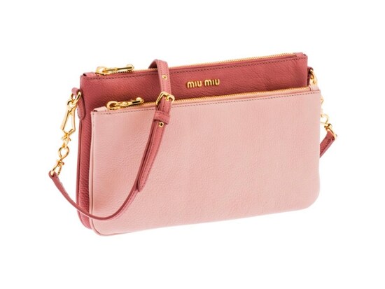 Miu Miu／Pebble-finish Madras goat leather mini bag in ORCHID PINK