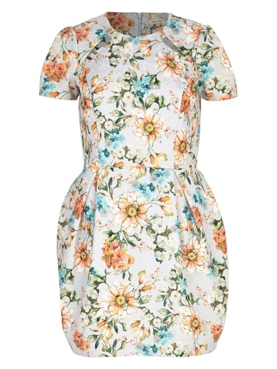 LIGHT GREY FLORAL PRINT TULIP DRESS（River Island）