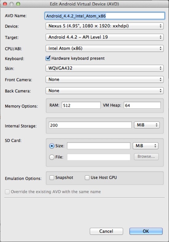 Intel Atom AVDの設定