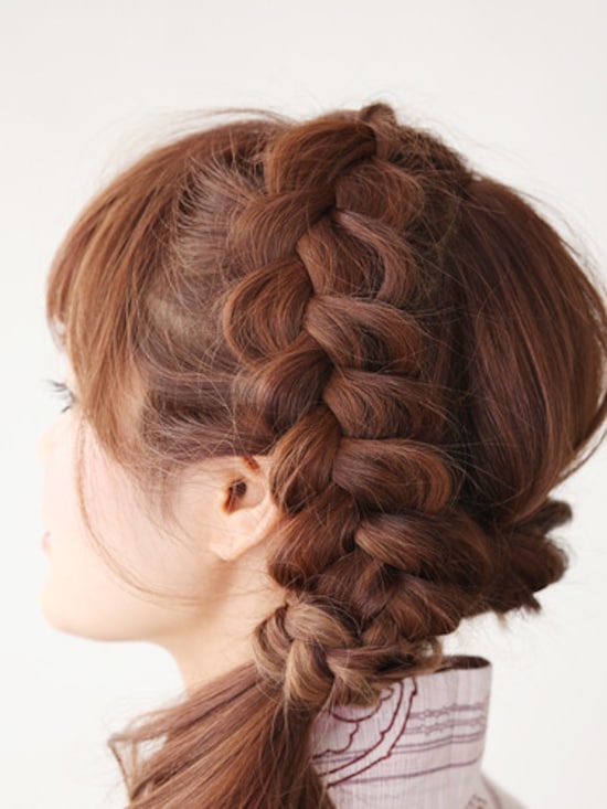 画像 9 12 ロング浴衣 ダイナミックな編み込みアレンジのやり方 浴衣ヘアアレンジ All About