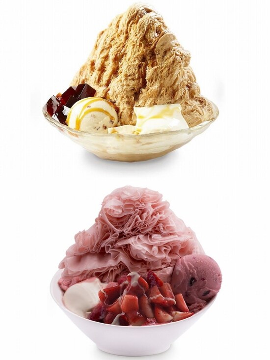 「ICE MONSTER」の「コーヒーかき氷」（税込1,200円）と「イチゴかき氷」（税込1,400円）