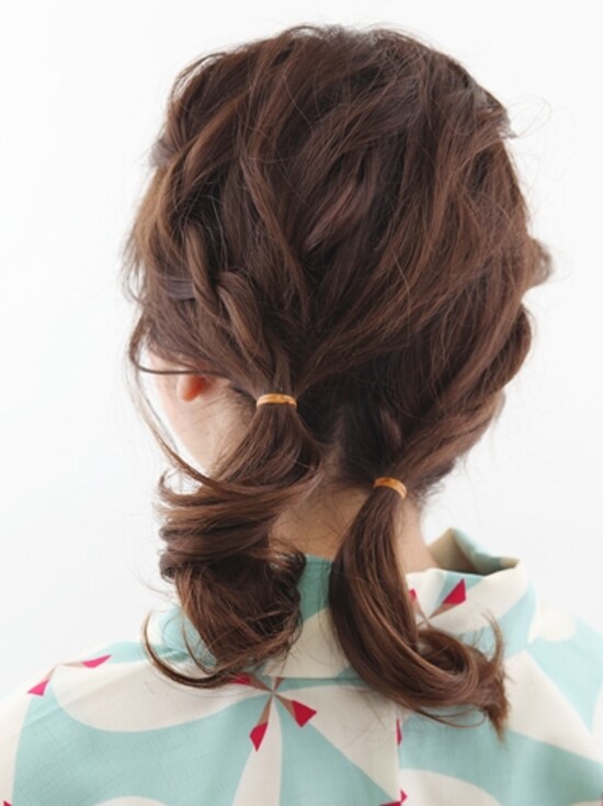 画像 7 11 ミディアム浴衣 ゆるカールがキュートなまとめ髪 浴衣ヘアアレンジ All About