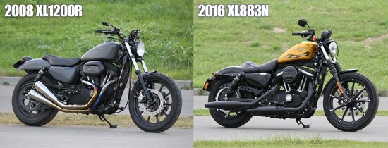 ［左］2008 XL1200R ［右］2016 XL883N