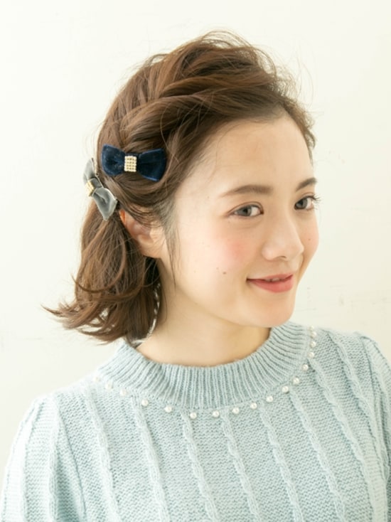 画像 前髪と横髪だけで簡単ミディアムダブルくるりんぱ ヘアアレンジ All About