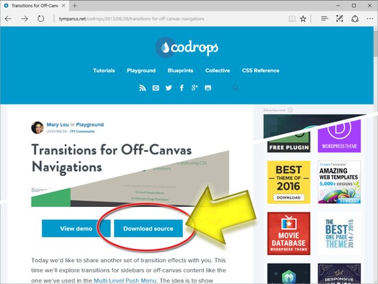 配布サイトで「Download source」ボタンをクリック
