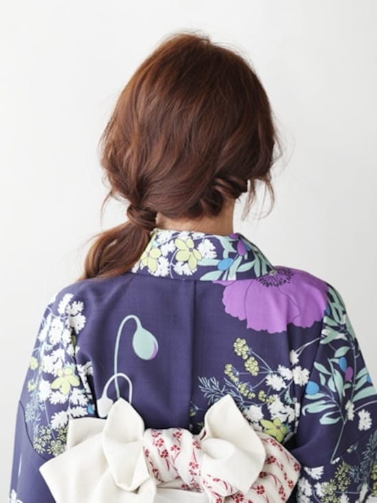 ロング浴衣・シースルーバングが可憐なサイドアップ