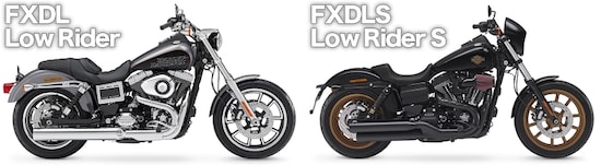 ベースモデルであるFXDL ローライダー（左）と比較すると、スタイリングの違いがはっきりとわかる