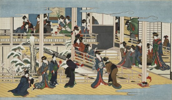 喜多川歌麿「深川の雪」 江戸時代 享和2～文化3年（1802～06）頃