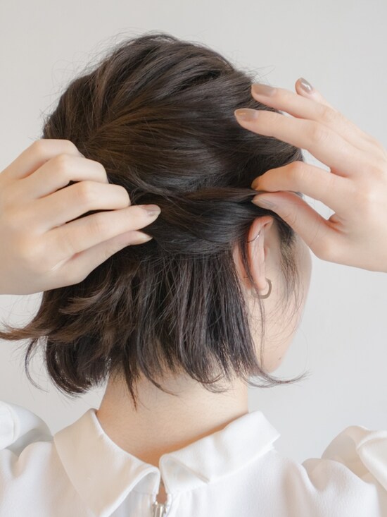 画像 5 21 ゴムで簡単 ボブのまとめ髪ヘアアレンジ ローハーフアップ ヘアアレンジ All About