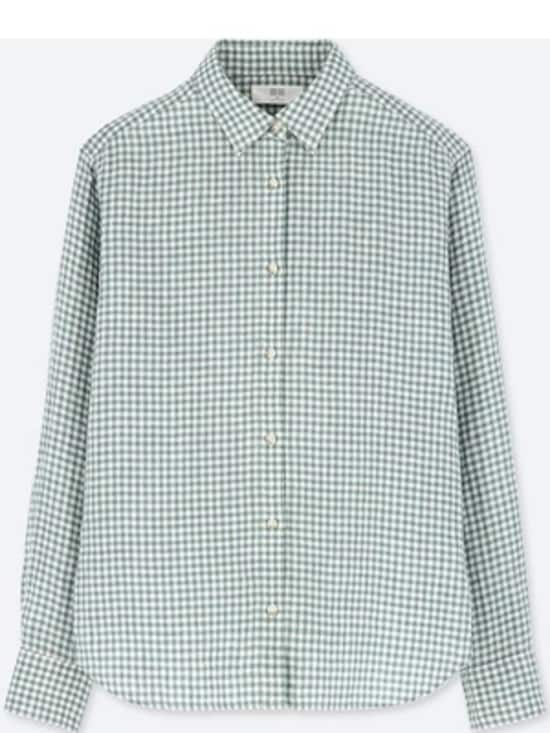 プレミアムリネンチェックシャツ(長袖) 2149円(税込)/UNIQLO(ユニクロ)