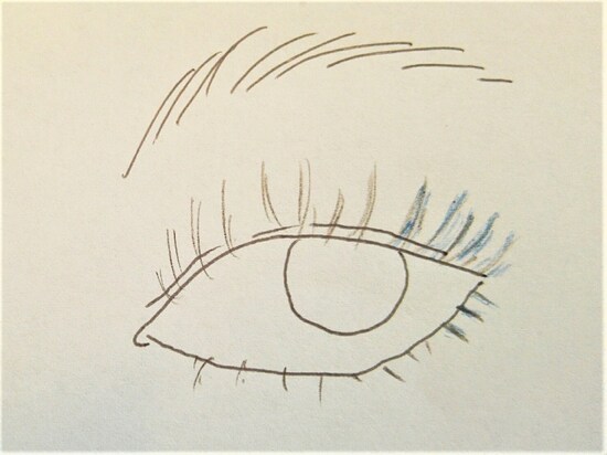 目尻を「つ」型で囲むイメージで