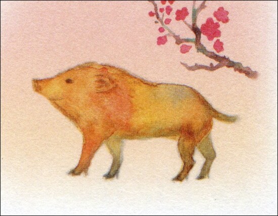 絵入り・全国版の年賀はがきのイノシ