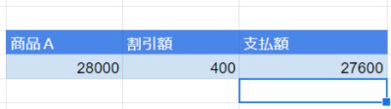 ［Enter］キーを押すと計算結果が表示されます。