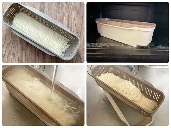 スリーコインズのパスタメーカーを使って電子レンジで素麺